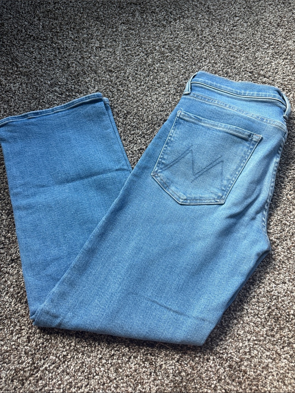 MOTHER Straight Leg Jeans in Light/Medium Blue Wash